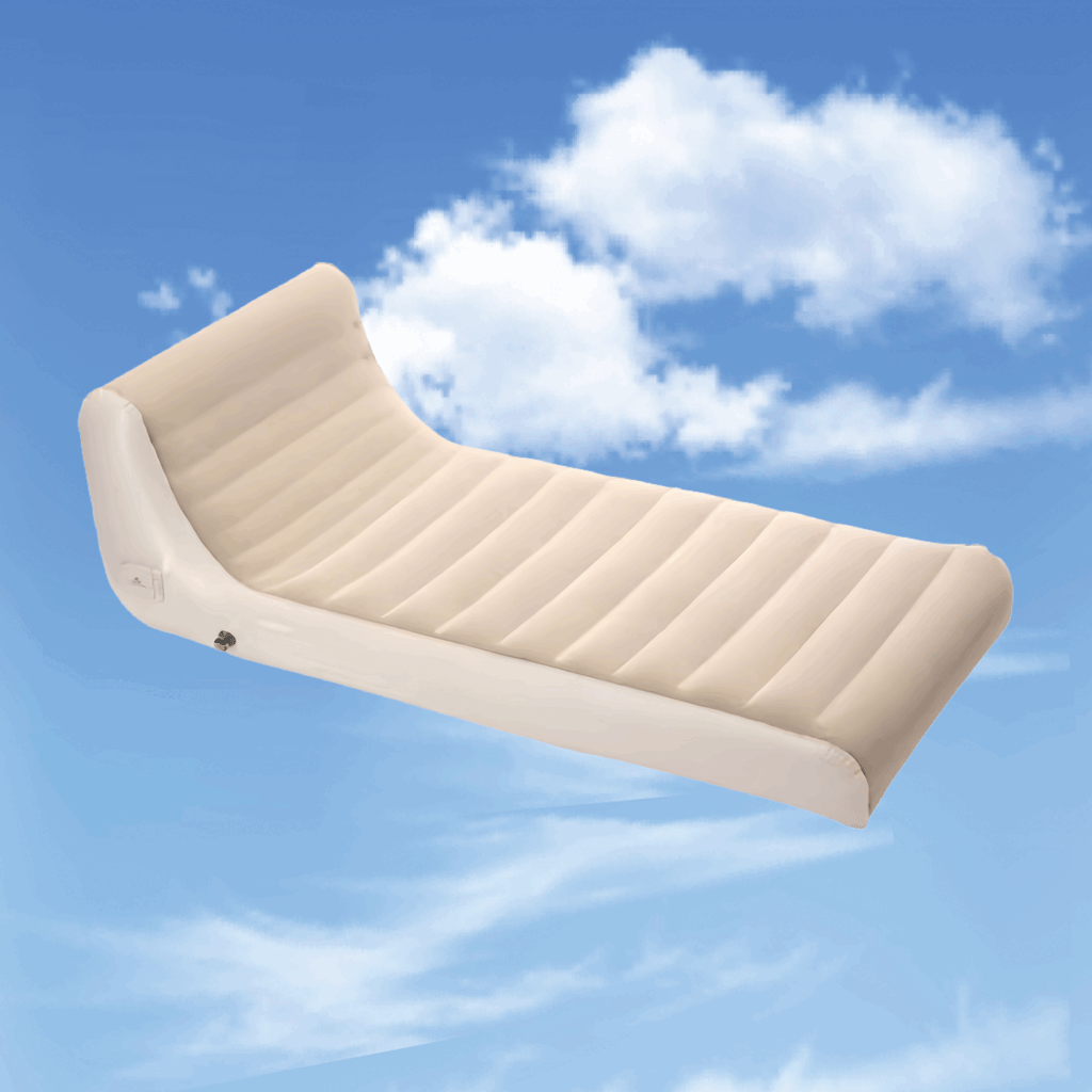 Outdoor Camping Inflatable Backrest Bed for One – Beige Fabric