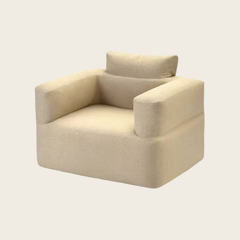 Outdoor Camping Inflatable Sofa for One – Beige Fabric