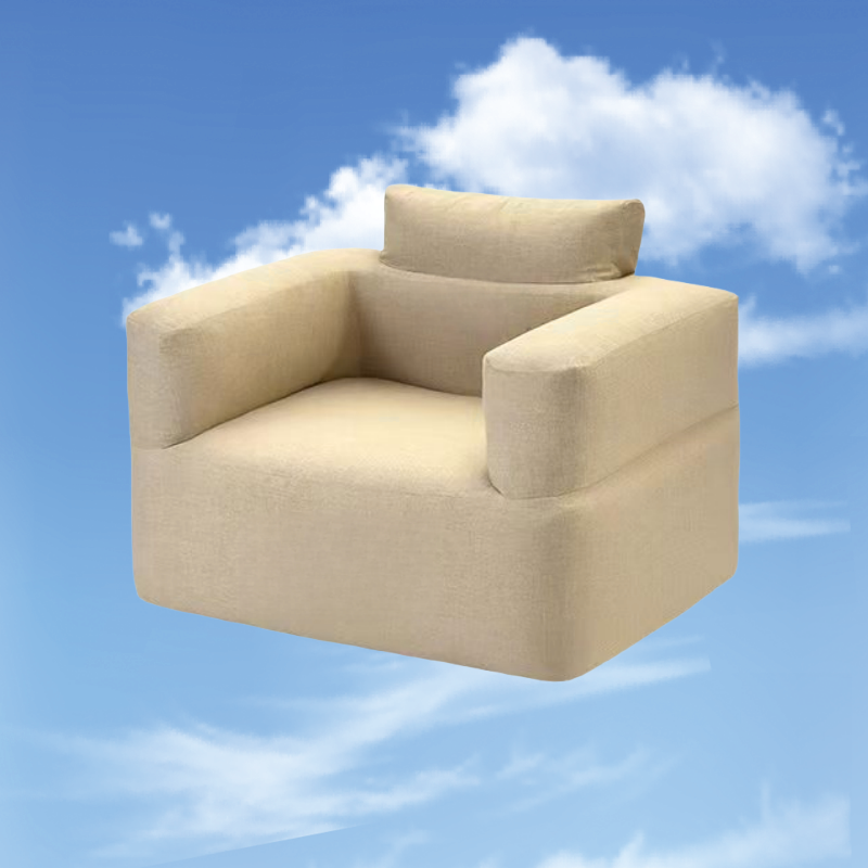 Outdoor Camping Inflatable Sofa for One – Beige Fabric